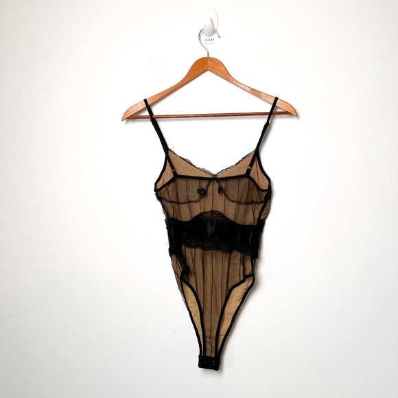 Lingerie y2k Lace Black Strappy Body Suit Top - Picture 6 of 6